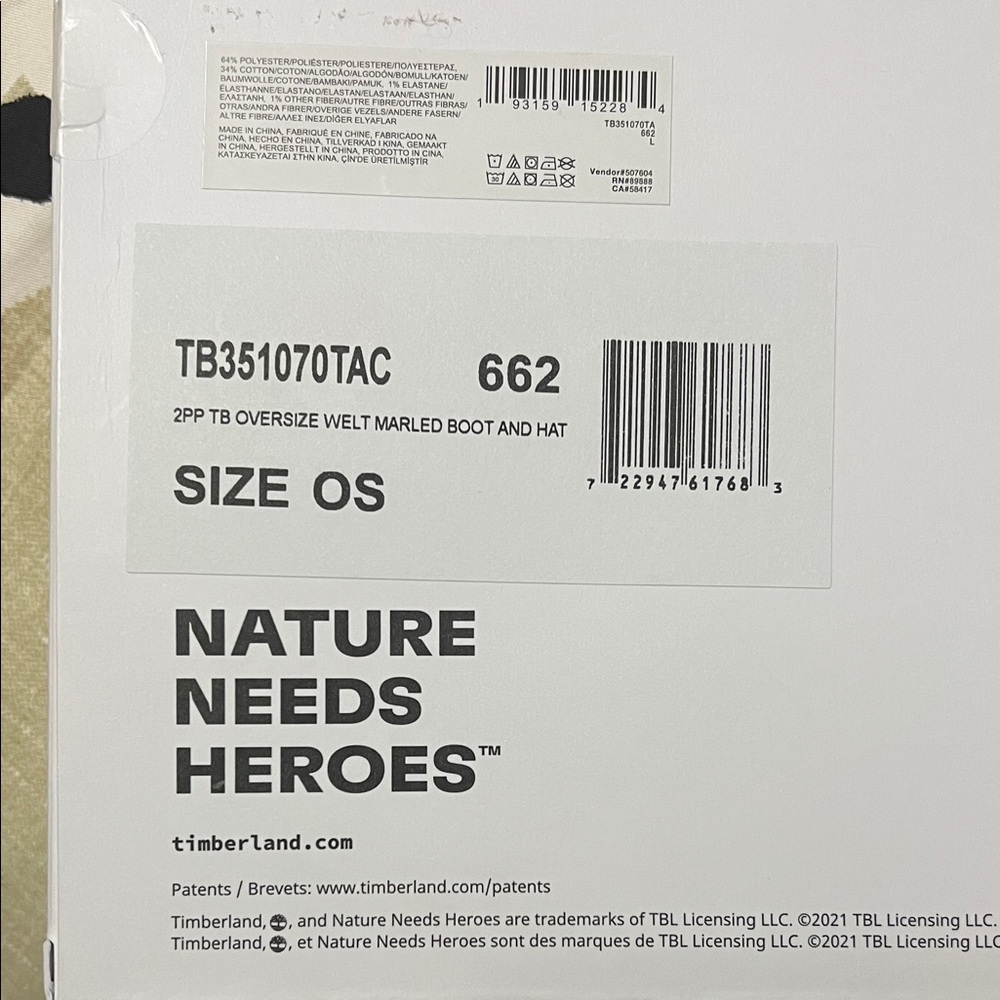 Timberland Beige Cable Knit Hat and Socks Set - Picture 2 of 3